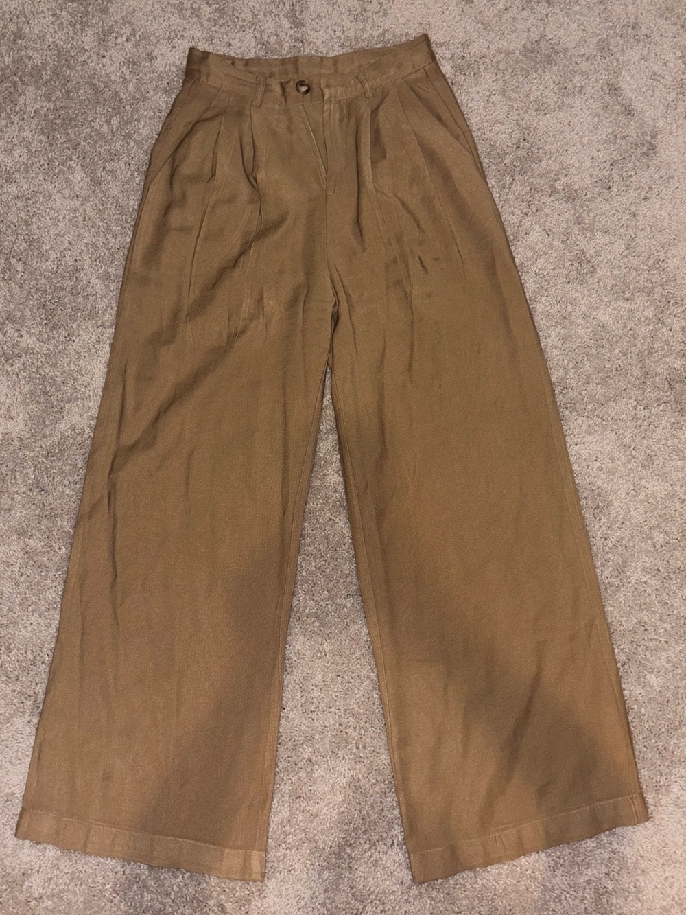 Miou Muse Camel Tan Pleated Wide Leg Trouser Pants Small Office Siren